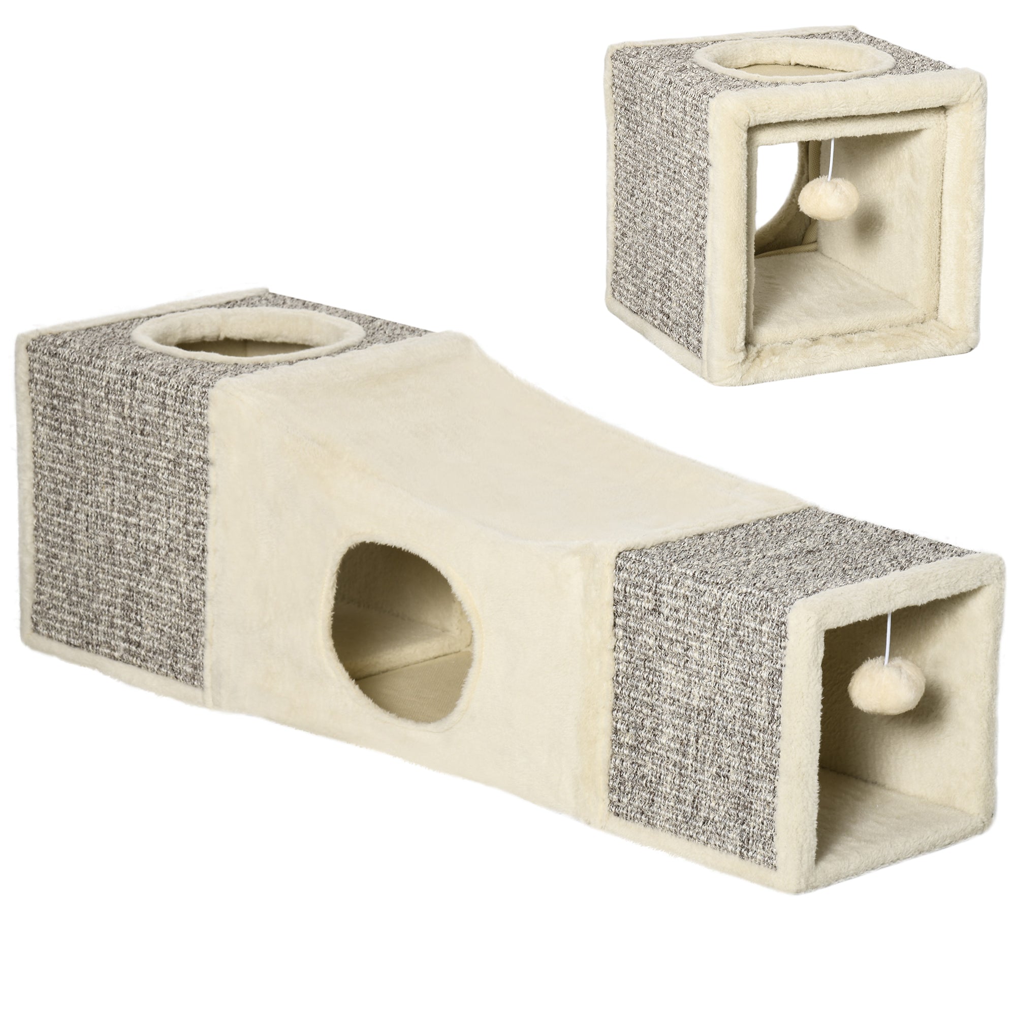 Kattetunnel    Kattehuler  Kradseområder Og Boldlegetøj  98 Cm   30 Cm   30 Cm  Brun   Beige
