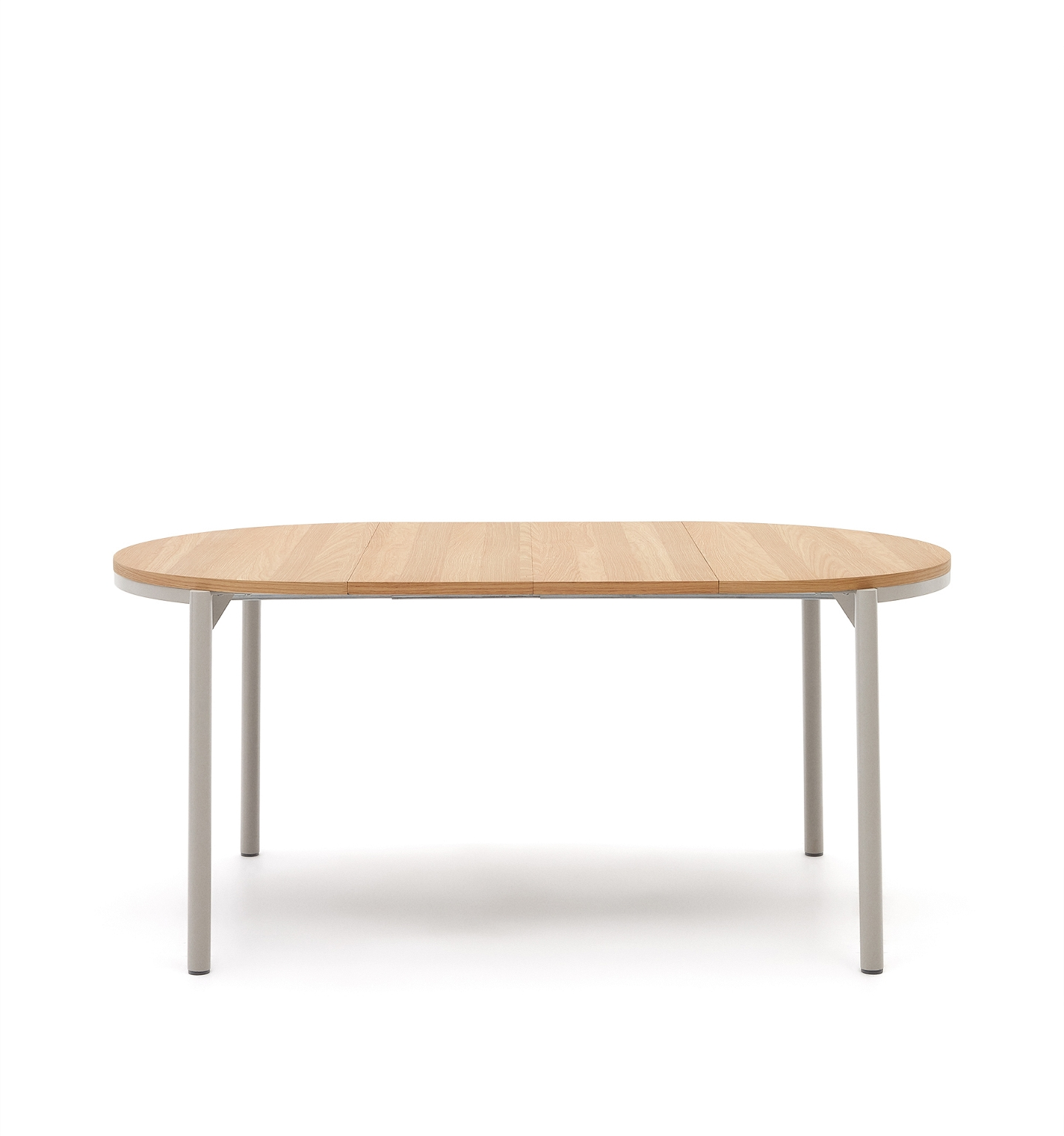 Kave Home Montuiri Rundt Udtrækkeligt Spisebord   Mdf Med Egefinér Og Stål ø90-170 Cm Natur Grå