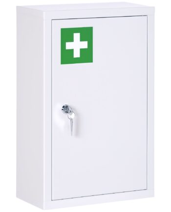 Kleankin Medicinskab    Rum  Aflåselig Dør  Robust Stålkabinet  Hvid  30   14   46 Cm