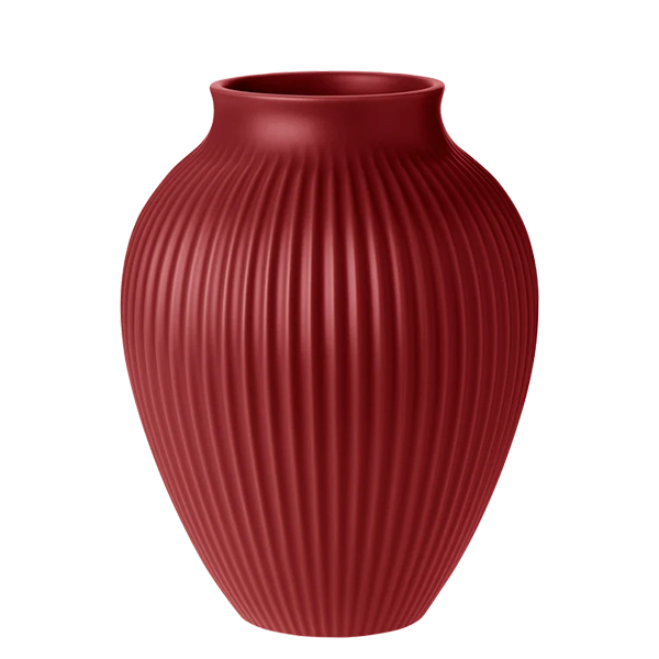 Knabstrup Keramik Knabstrup Vase   27 Cm Rippel Soft Cherry Red : Erling Christensen Møbler  : Erling Christensen Møbler