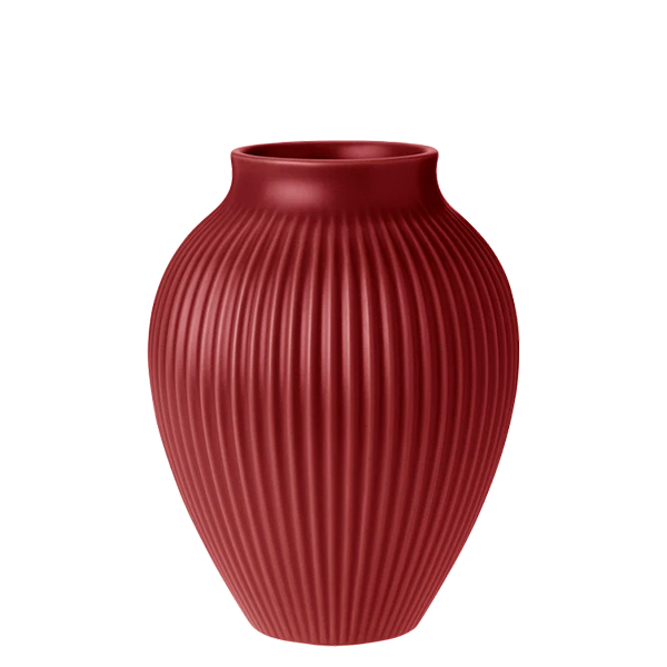 Knabstrup Keramik Knabstrup Vase   20 Cm Rippel Soft Cherry Red : Erling Christensen Møbler  : Erling Christensen Møbler