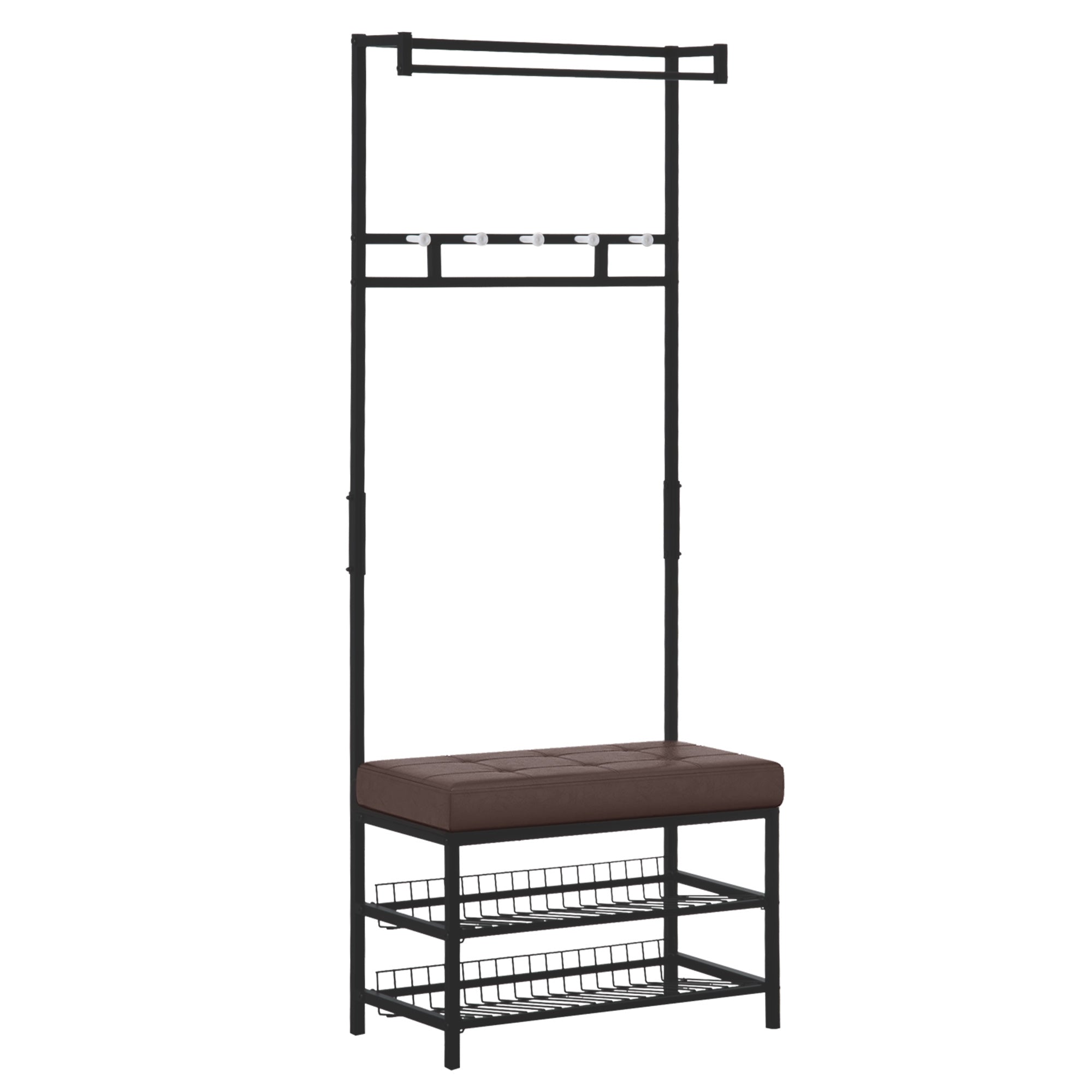 Knagerække Med   Kroge Og  -lags Skobænk   Metal Til Entré  Soveværelse  72     35   180 Cm
