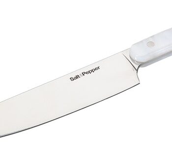 Kokkekniv Salt   Pepper Chop 30   Cm  Rustfrit Stål Spejlfinish  Hvid Polyresin Håndtag  Opvaskemaskine  Gaveæske
