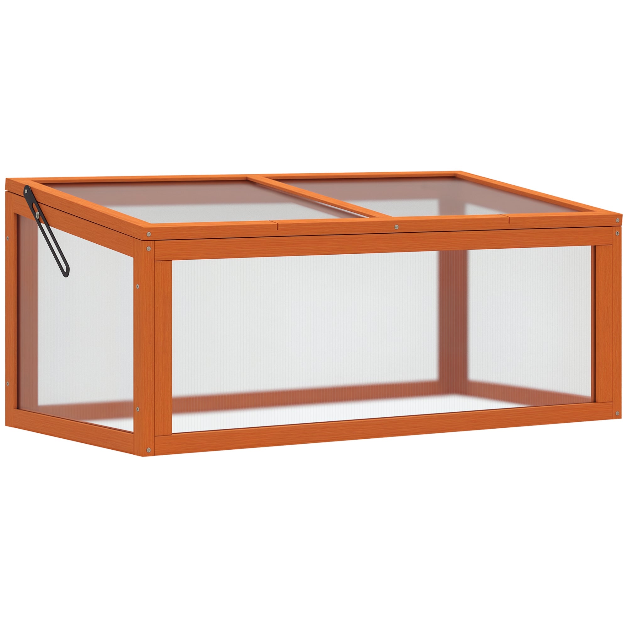 Koldramme   Træ Og Polycarbonat   90x46x40 Cm   Havebed Med Overdækning   Orange