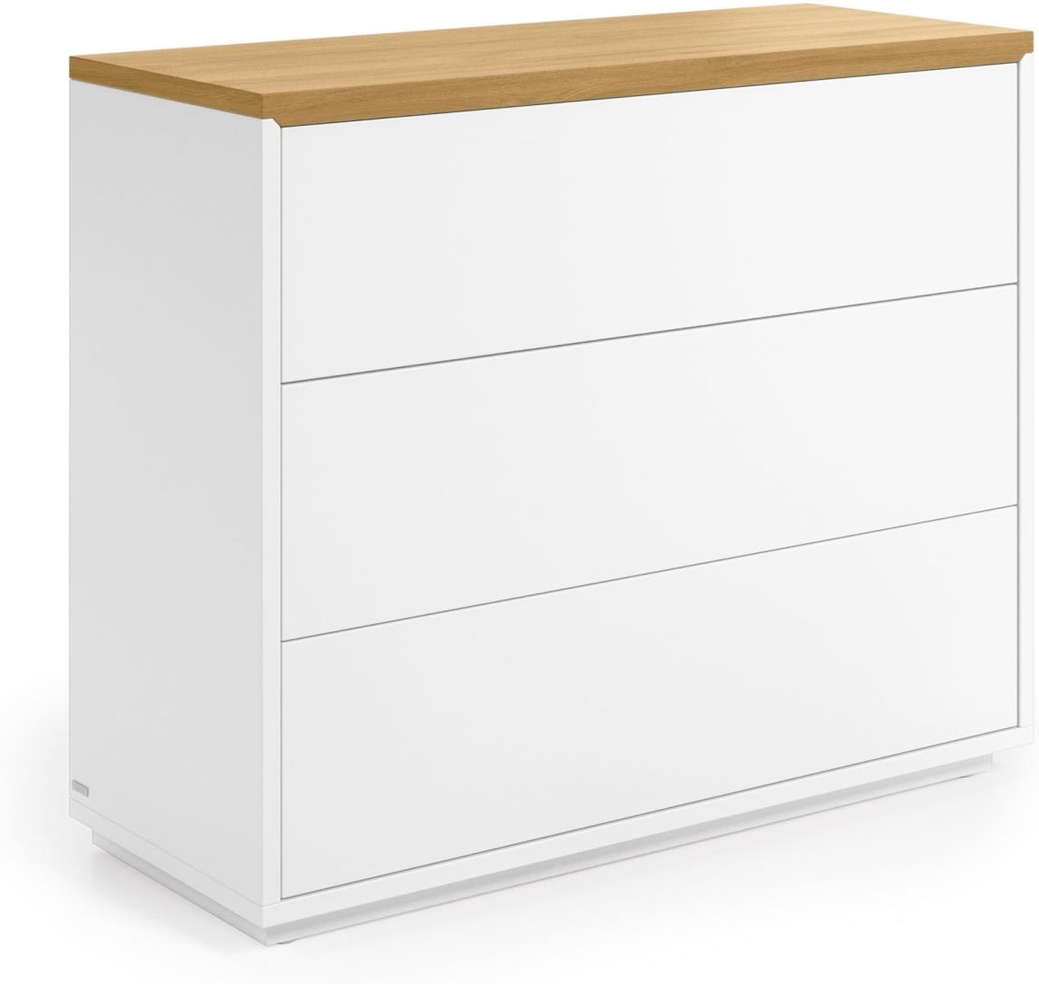 Kommode Kave Home Abilen Hvid Natur 90x36x75 Cm   Skuffer Push-åbning Soft-close