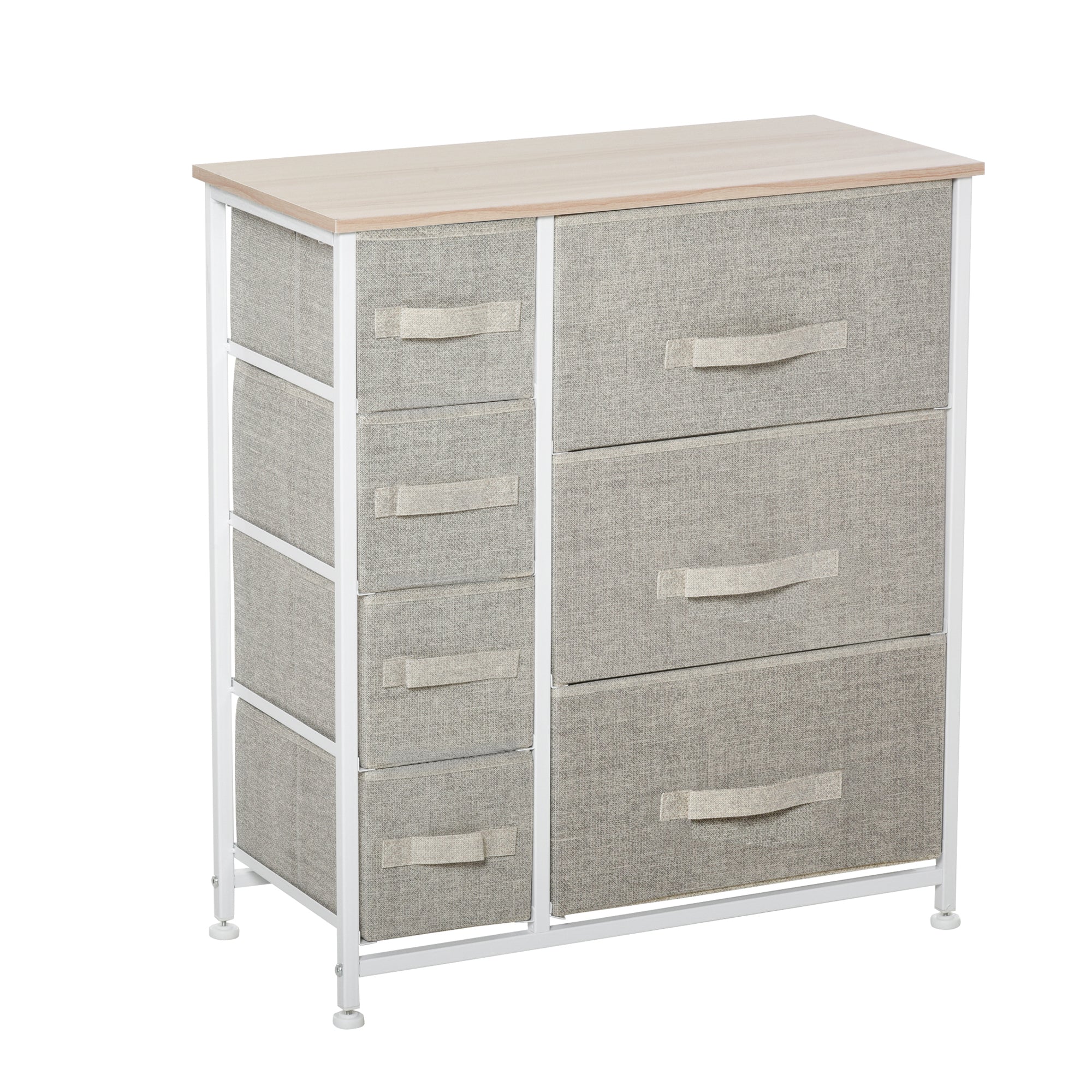 Kommode  Skænk    Foldbare Stoffskuffer  Metalramme  63     30   71 Cm  Lysegrå
