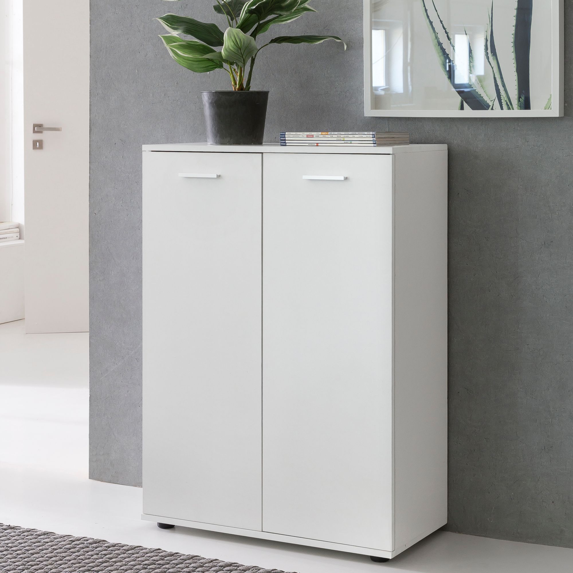 Kommode   Skænk Til Stuen   Skandinavisk Stil  71x104x35 Cm  Hvid