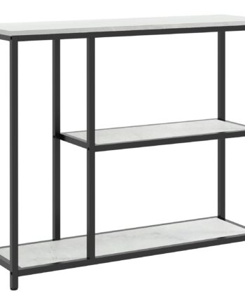 Konsolbord   Industrielt Design    Hylder  Marmorlook  Sort   Hvid