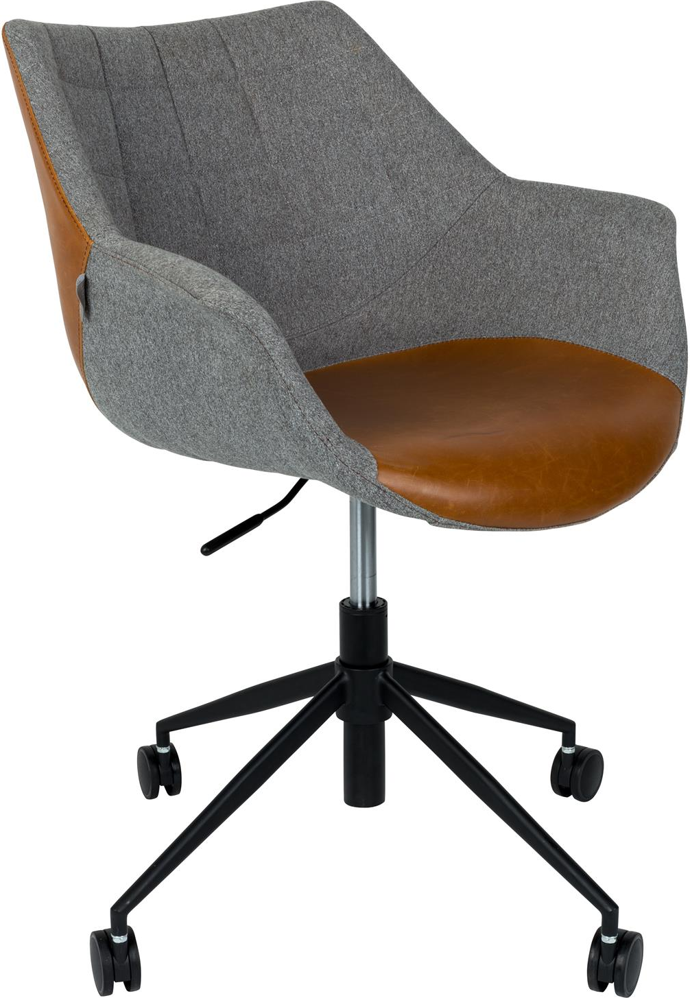 Kontorstol Arbejdsstol Zuiver Doulton Mørkegrå Polstret Stof Pu-læder Justerbar Armlæn Hjul H79xb67xl63 Cm
