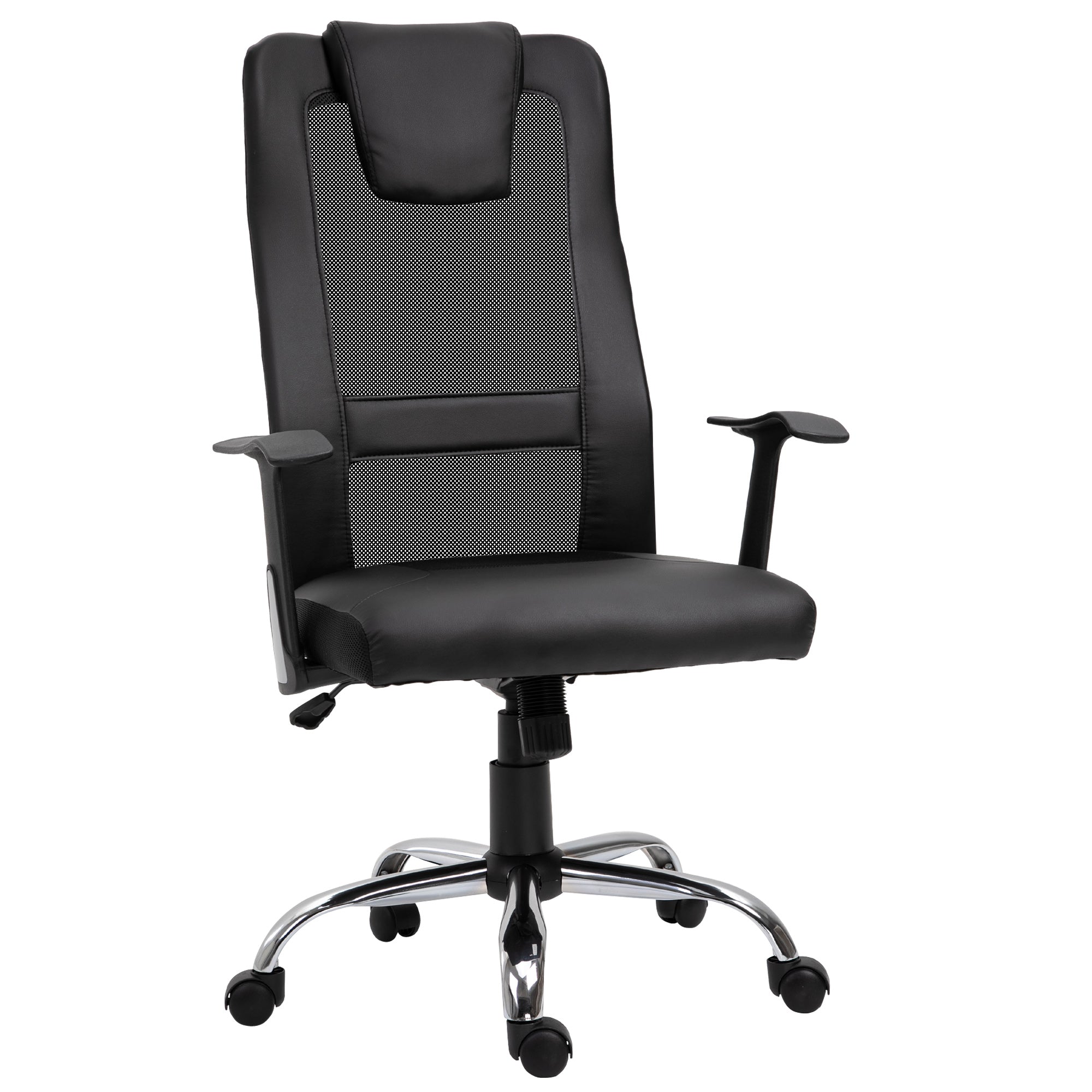 Kontorstol Drejestol Højdejusterbar Lederstol Skrivebordsstol Ergonomisk Pu Sort 66   73   108-118 Cm