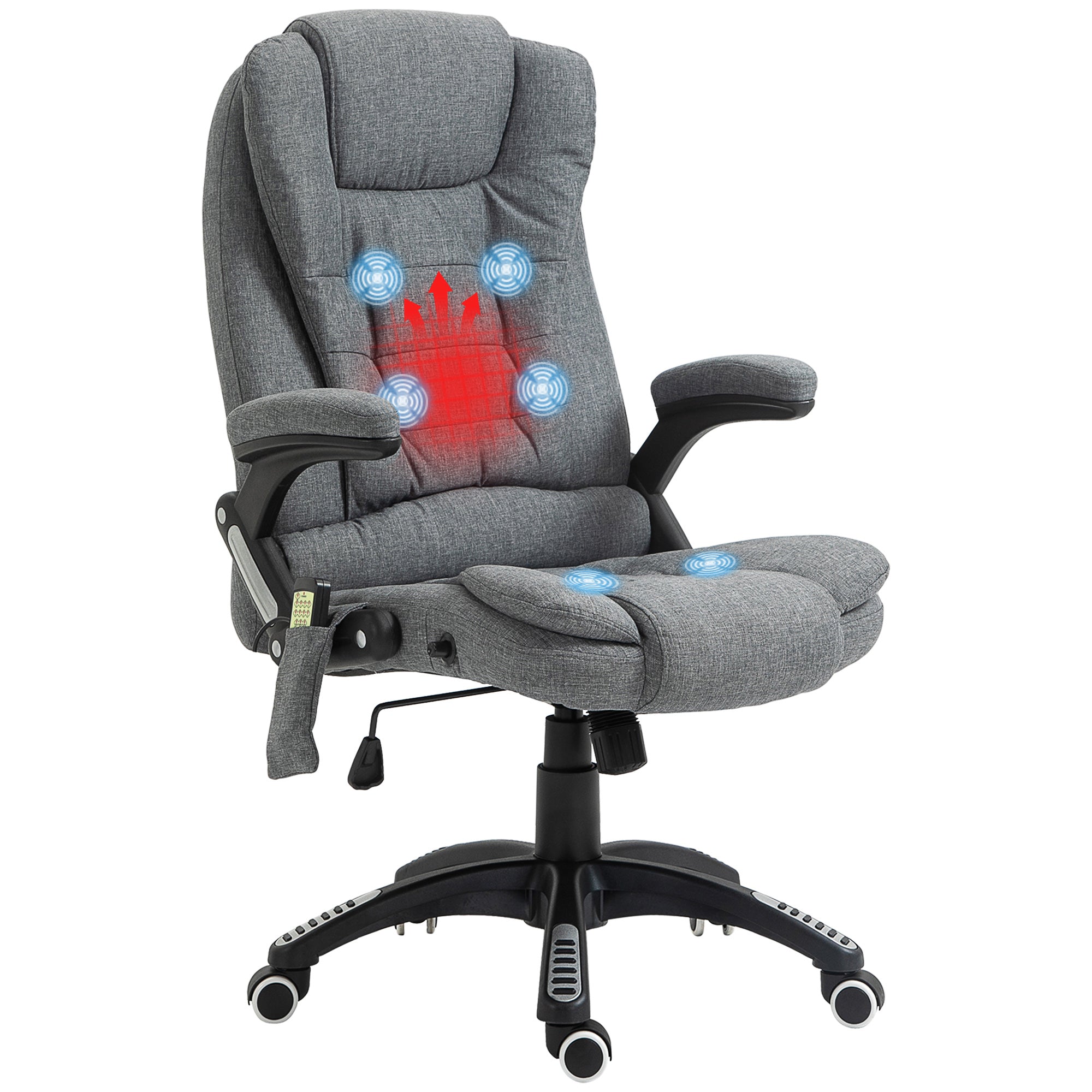 Kontorstol Massagestol Med Varmefunktion  Ergonomisk Executive-stol  Højdejusterbar Drejestol  Gamingstol Med Massage  Mørkegrå  68   72   110 120 Cm