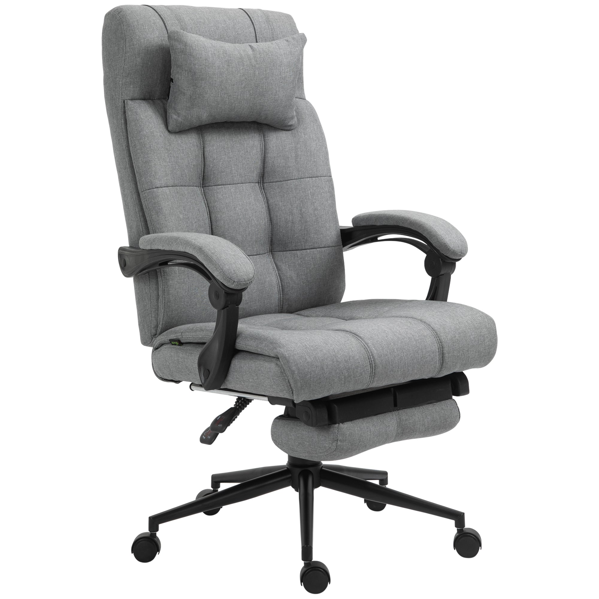 Kontorstol Med Nakkestøtte  Armlæn  Kontorstol Med Vippevinkel  Højdejusterbar Drejestol Med Fodstøtte  Hør  Skum  Pvc  Lysegrå  66   76   112-120 Cm