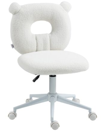 Kontorstol Skrivebordsstol  Højdejusterbar  Teddy Pels  50 Cm   56 Cm   90 Cm  Hvid