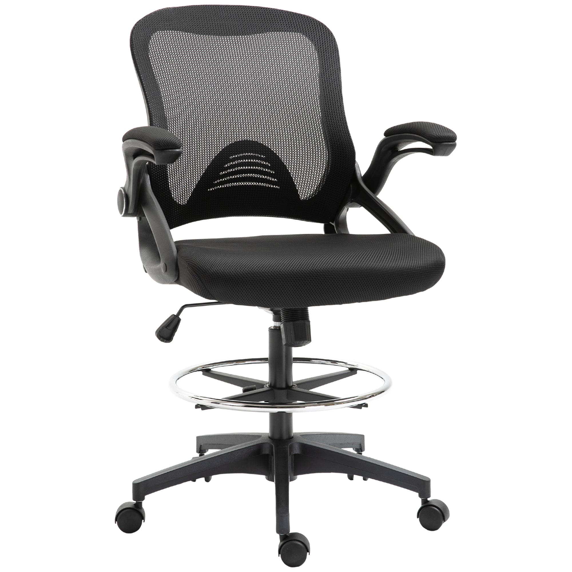 Kontorstol  Skrivebordsstol  Ståfunktion  Med Fodstøtte  Drejesæde  Stål  Sort  64   60   106-126 Cm