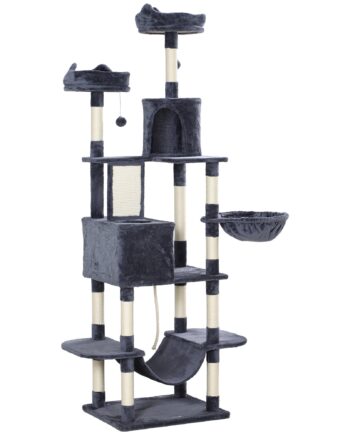 Kradsetræ 206 Cm Kattetårn Med Hule    Legebolde  Sisalstolper  Platform Til Store Katte  Mørkegrå