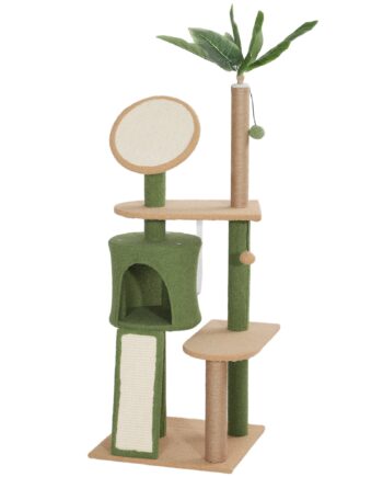 Kradsetræ  139 Cm Kradsetræ Med Hule  Legebolde  Sisal Kradsetræer Og Platforme  Til To Katte  Grøn