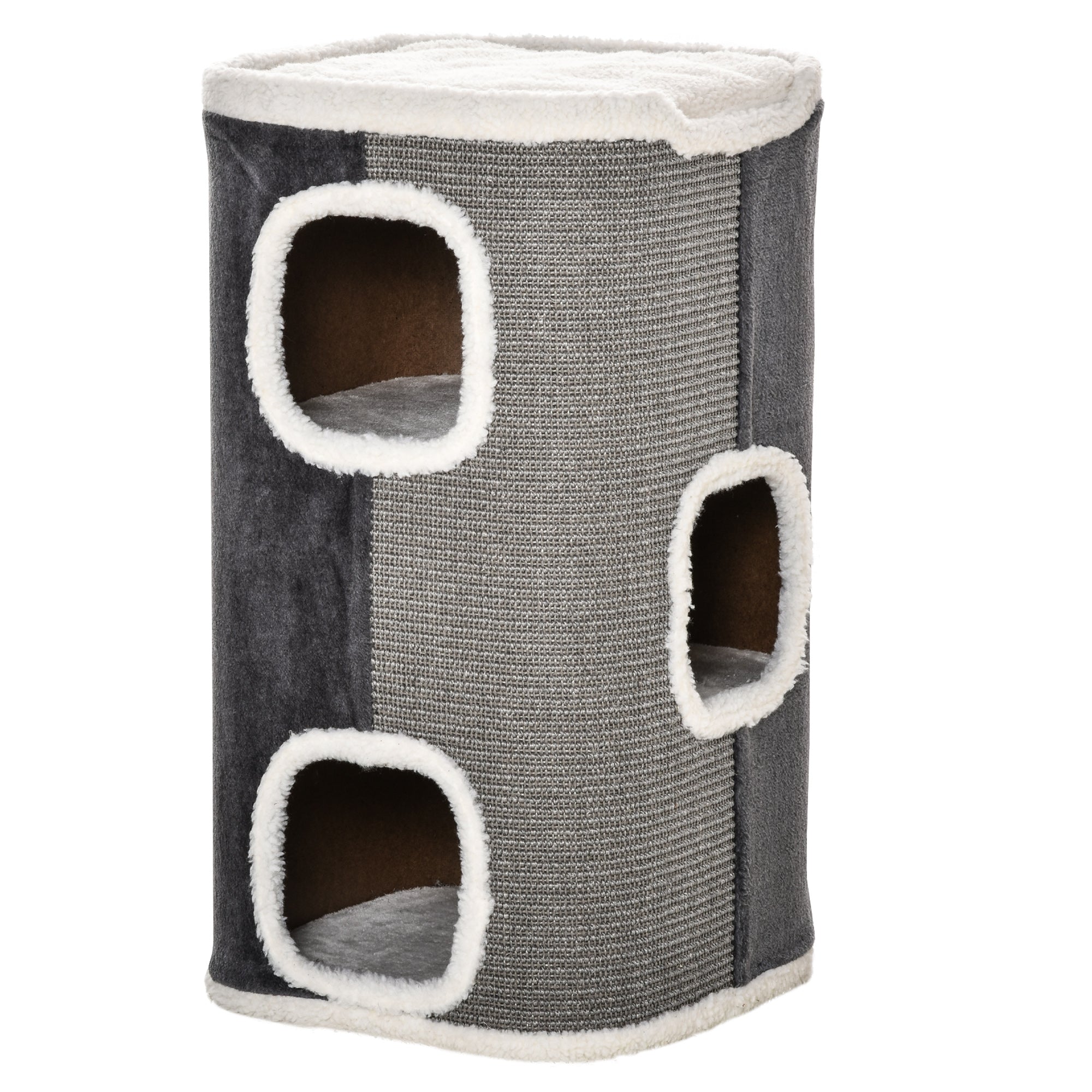 Kradsetræ Til Katte  Kradsetræ Til Katte    Niveauer  Klatretræ Til Katte  Kattemøbler  Spånplade  Fløjlsagtig Polyester  Sisal  Grå Hvid  40   40   74 Cm