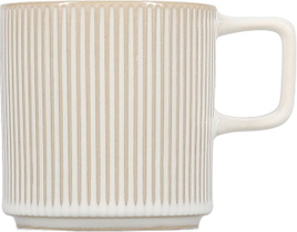 Krus Kaffekrus Salt   Pepper Silva Stentøj Beige 35 Cl Ribbet Finish Tåler Mikrobølgeovn Og Opvaskemaskine