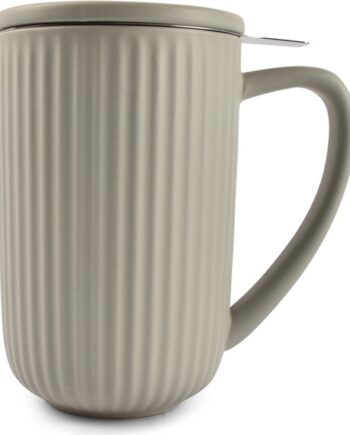 Krus Salt   Pepper Hitea Gråt Rillet Stentøj Med Låg H14 Cm  Tåler Opvaskemaskine