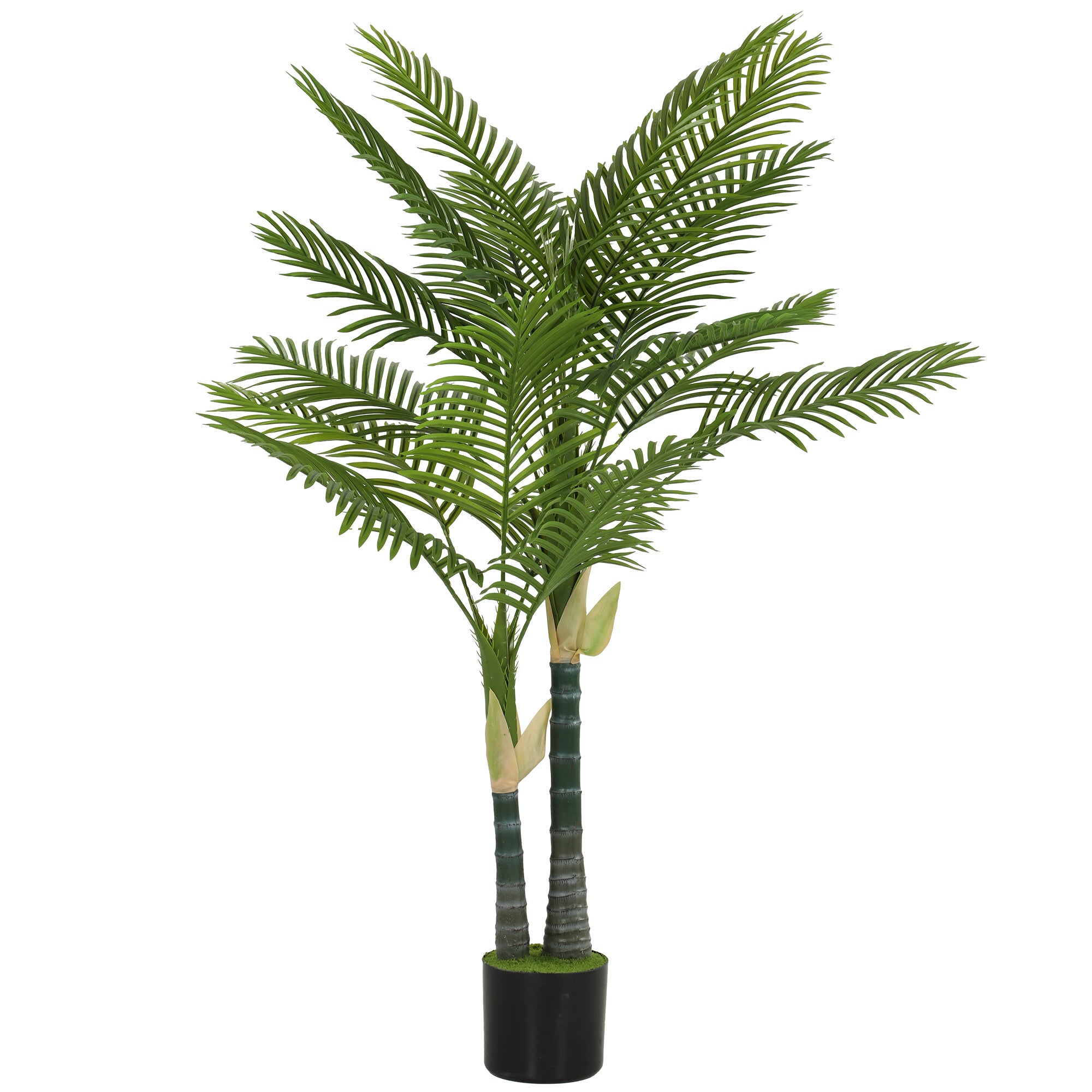 Kunstig Palme 150 Cm  Kunstig Palme Med 16 Palmeblade  Stor Kunstig Plante   Potte Til Stue  Balkondekoration  Grøn