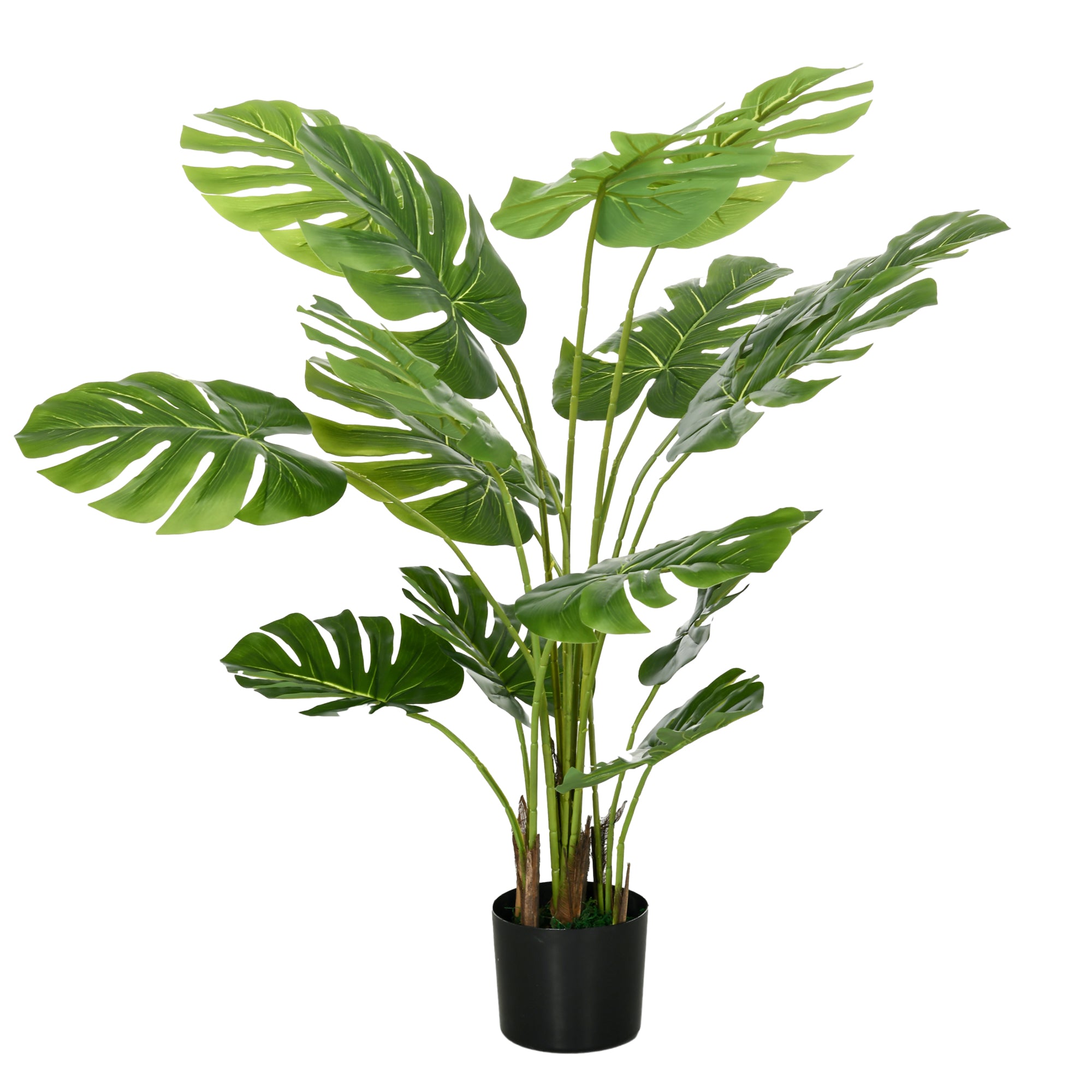 Kunstig Plante Realistisk Kunstig Plante Monstera Deliciosa    Plantekasse Og Cementjord  17   Cm   17   Cm   120 Cm  Grøn