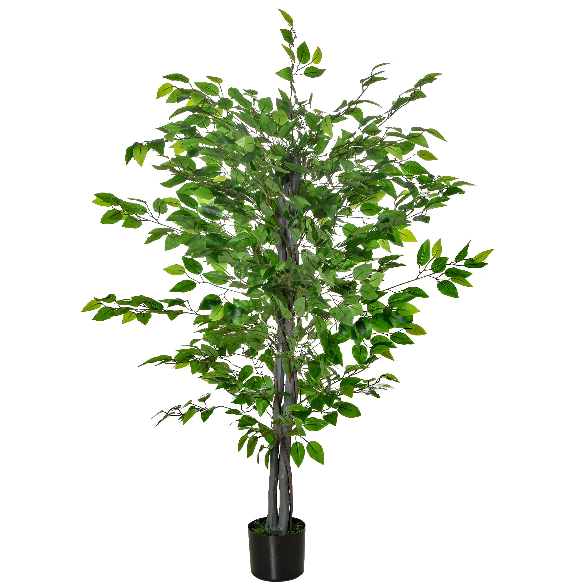Kunstigt Træ  Ficus Kunstig Plante  Realistisk Udseende  Cementpotte  135 Cm  Nem Vedligeholdelse  Plastik  Grøn