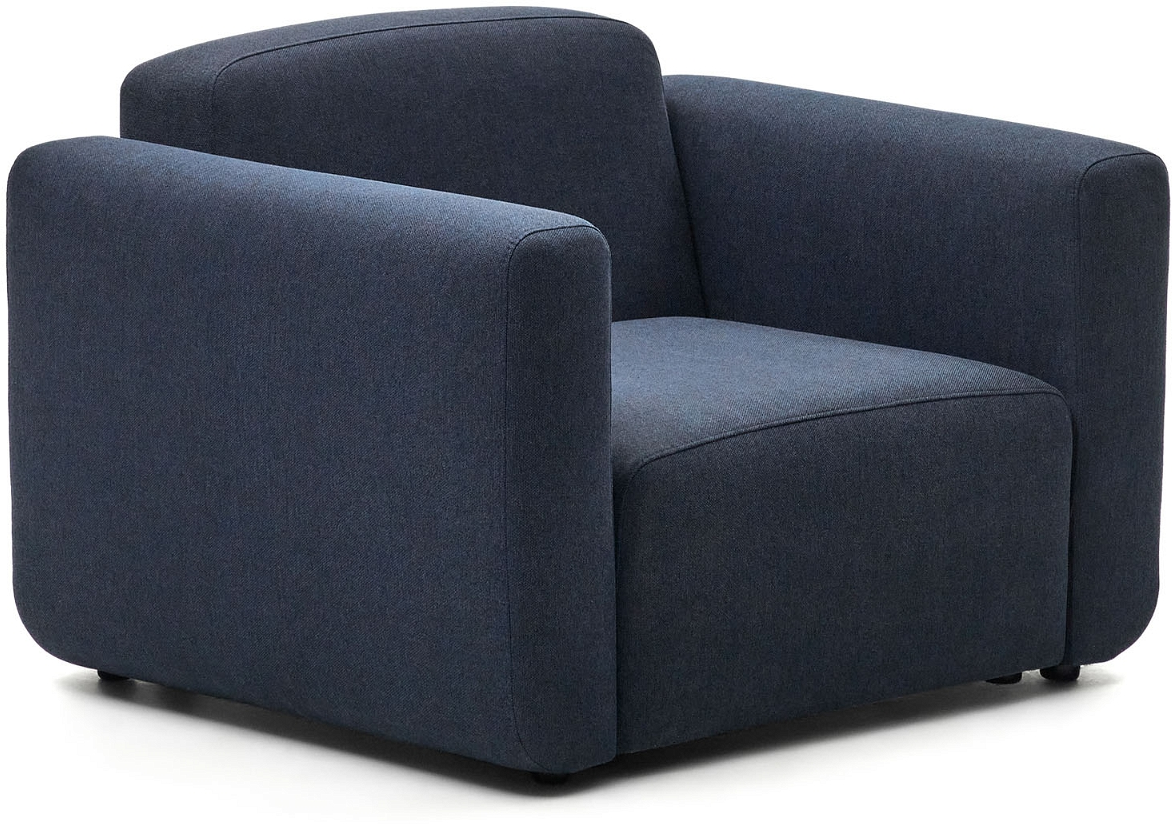 Lænestol Kave Home Neom Blå Tekstil Loungestol Modulær Nordisk Design H78xb89xl113 Cm