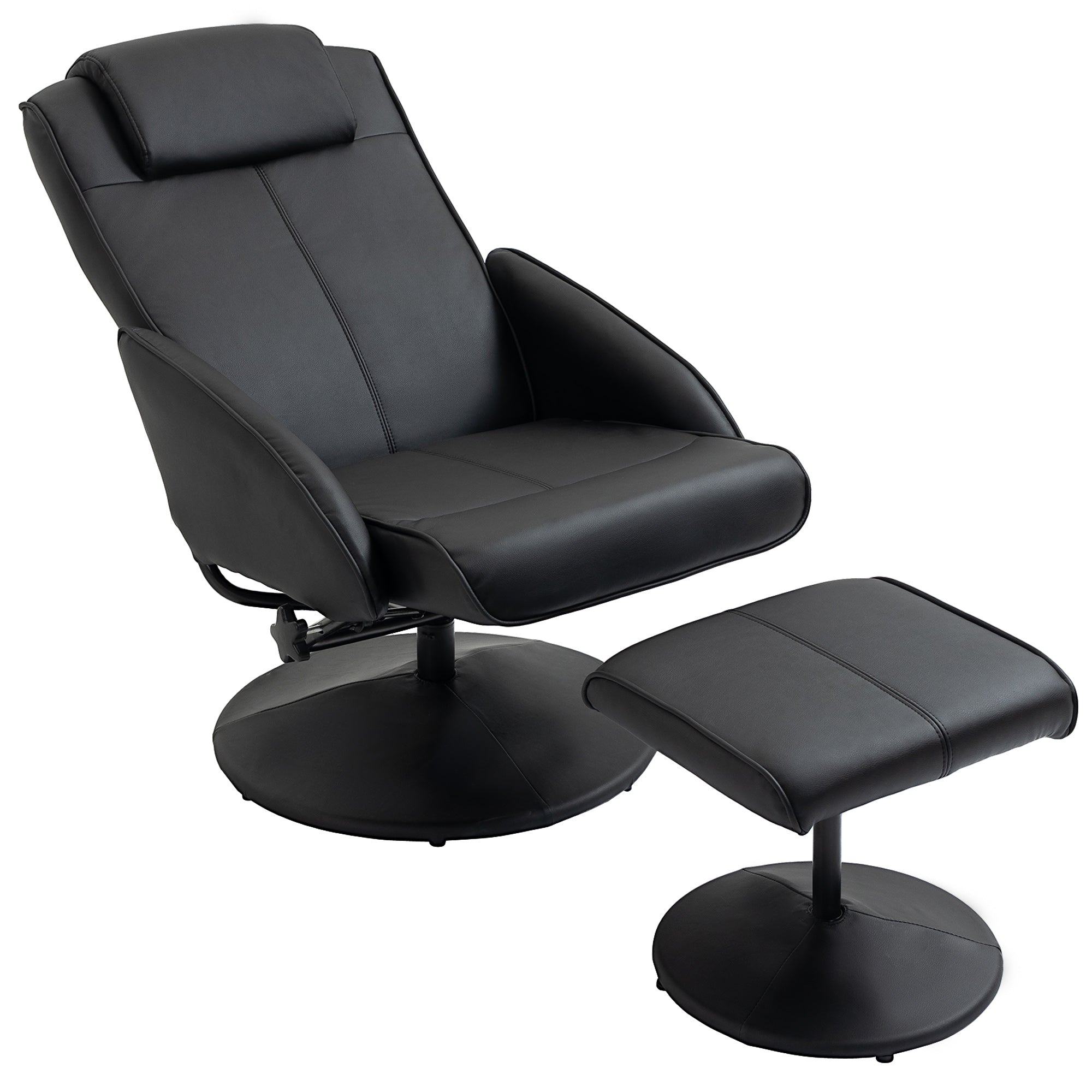 Lænestol Med Fodskammel  Betræk   Kunstlæder  Lænestol  Ergonomisk Design  Sort