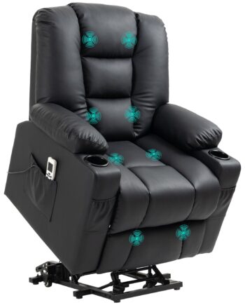 Lænestol Med Ståstøtte  Usb  Massagefunktion  Kunstlæder  Op Til 150 Kg  90x98x102 Cm  Sort