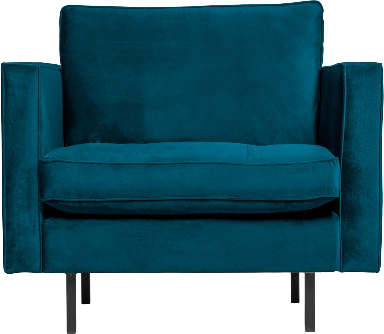 Lænestol Woood Rodeo Classic Blå Velour Quiltet Sæde Slanke Metalben H83xb98xd88 Cm