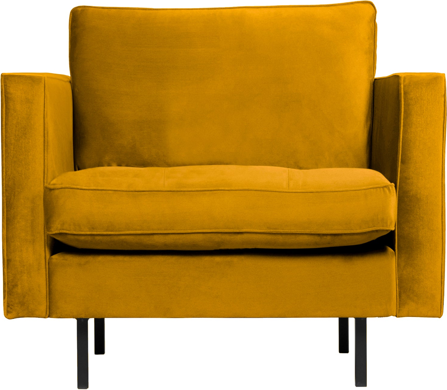Lænestol Woood Rodeo Classic Velour Oker Quiltet Sæde Fast Skum Zigzagfjedre Rummelig Loungestol