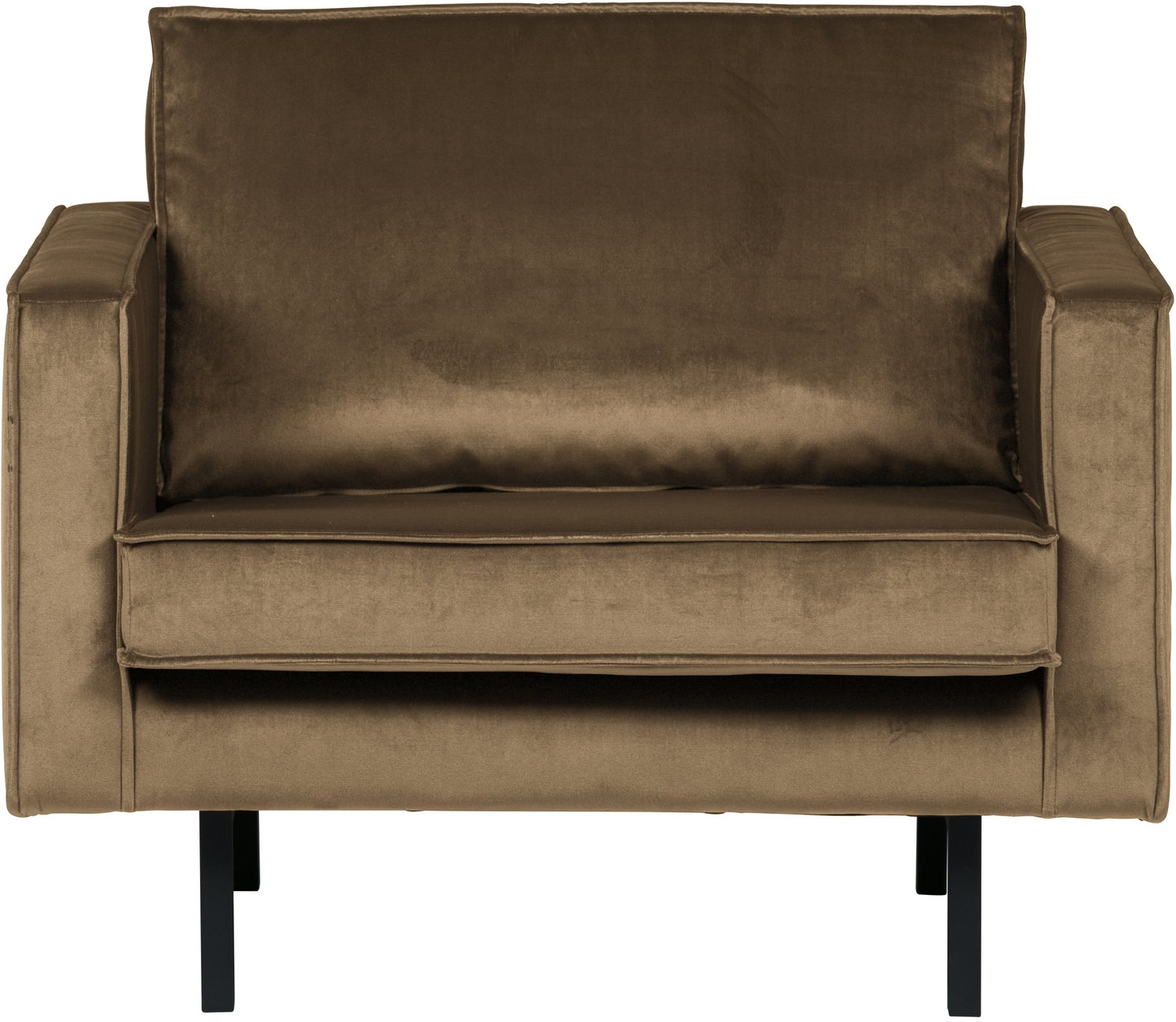 Lænestol Woood Rodeo Velour Taupe Rummelig Lounge Fast Komfort Slanke Høje Ben
