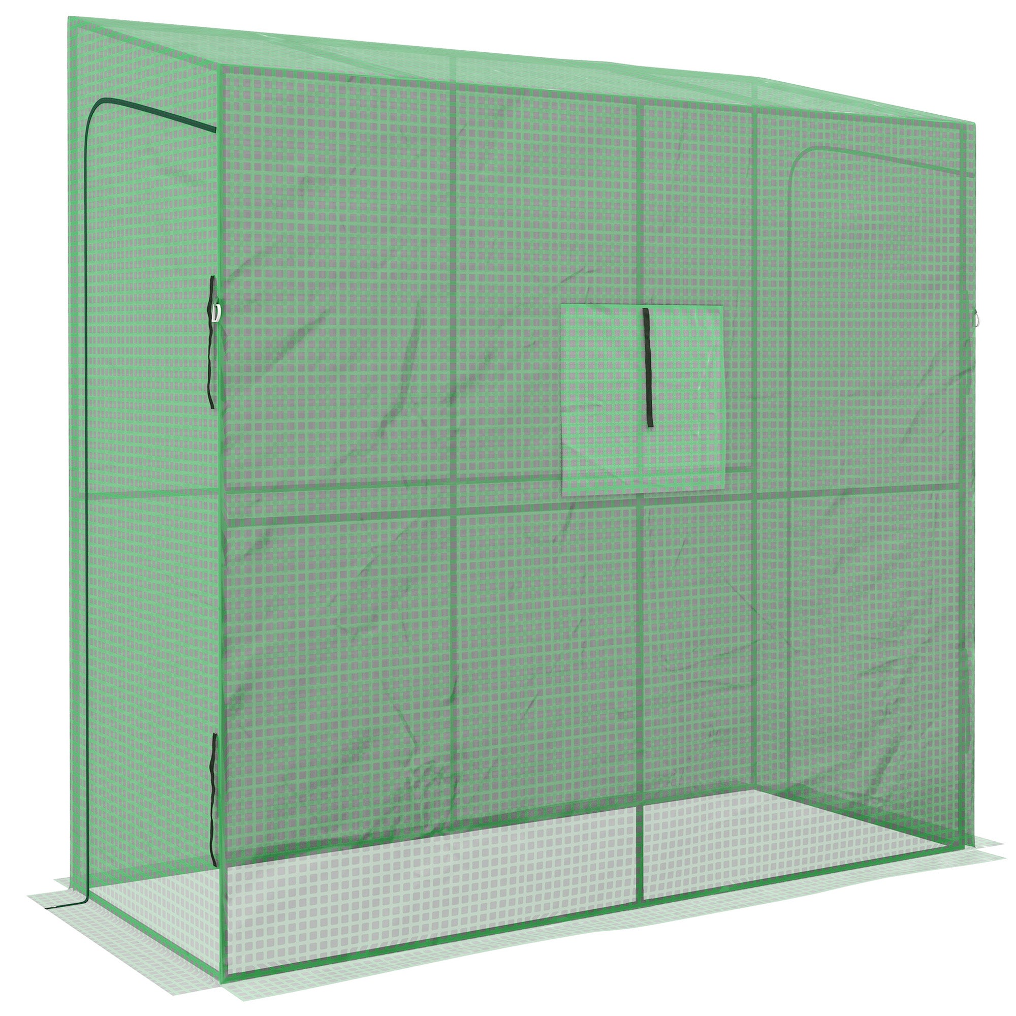 Lean-to Drivhus Med Kold Ramme  Rulleporte  Vejrbestandig  200 Cm   80 Cm   200 Cm  Grøn