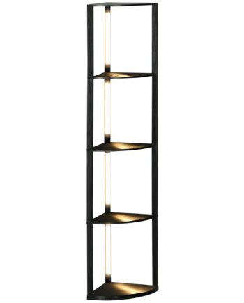 Led Gulvlampe  Hjørnehylde  Dæmpbar    Hylder  Varmt Hvidt Lys  41   30   164 Cm  Sort