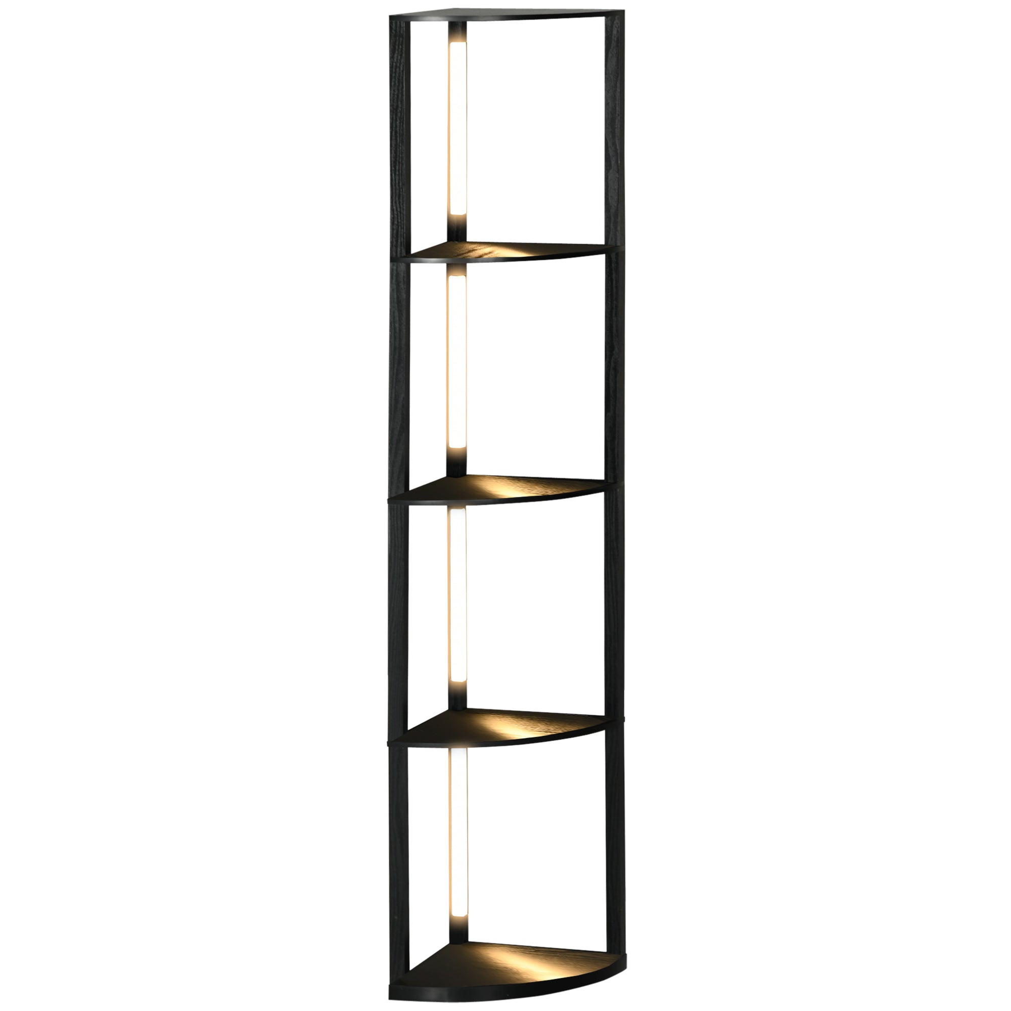 Led Gulvlampe  Hjørnehylde  Dæmpbar    Hylder  Varmt Hvidt Lys  41   30   164 Cm  Sort