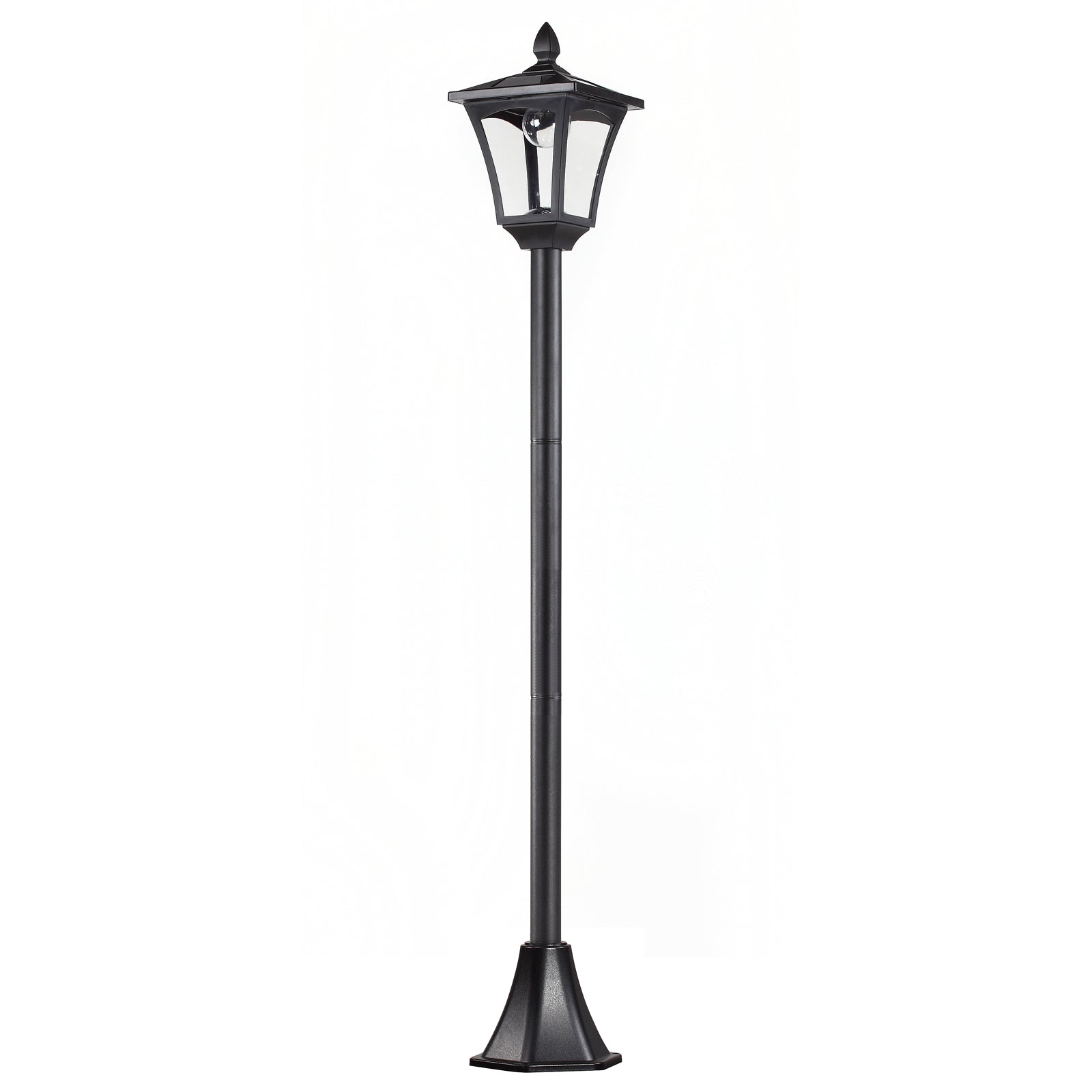 Led Solcelledrevet Havelanterne  Gulvlampe Lavet Af Rustfrit Stål  Havelampe 160 Cm Høj  Lanterne Udendørs Lys Ip44  Solcellelampe Med Lyssensor 30 Lumen  Jordspyd  Havelampe Til Haven  Balkon  Sort