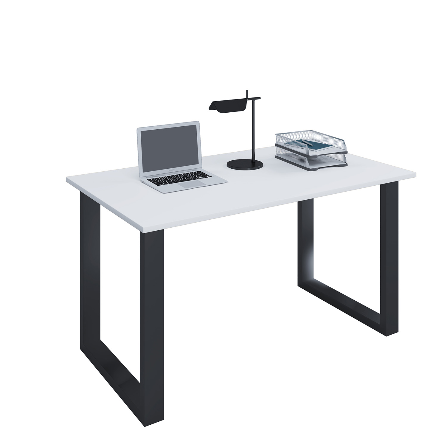 Lona -feet Skrivebord Hvid Træ Og Sort Metal 140x50
