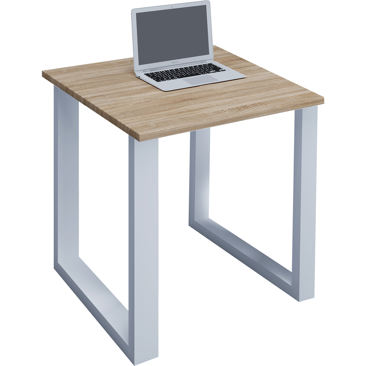Lona -feet Skrivebord Natur Træ Og Hvid Metal 80x80