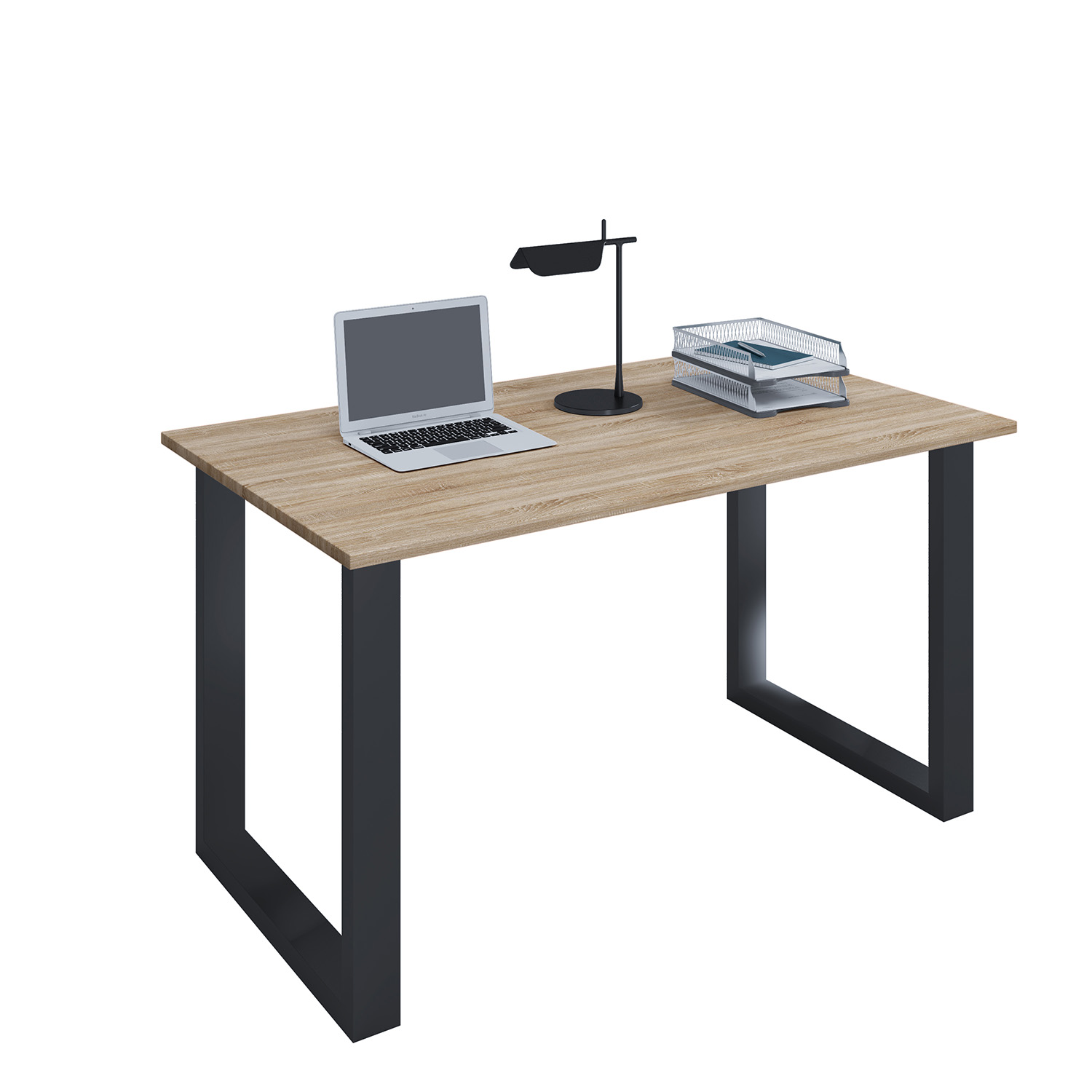 Lona -feet Skrivebord Natur Træ Og Sort Metal 140x50