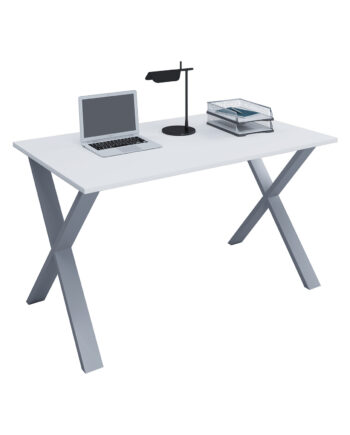 Lona  -feet Skrivebord Hvid Træ Og Sølvgrå Metal  80x50