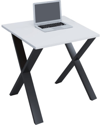 Lona  -feet Skrivebord Hvid Træ Og Sort Metal  80x80