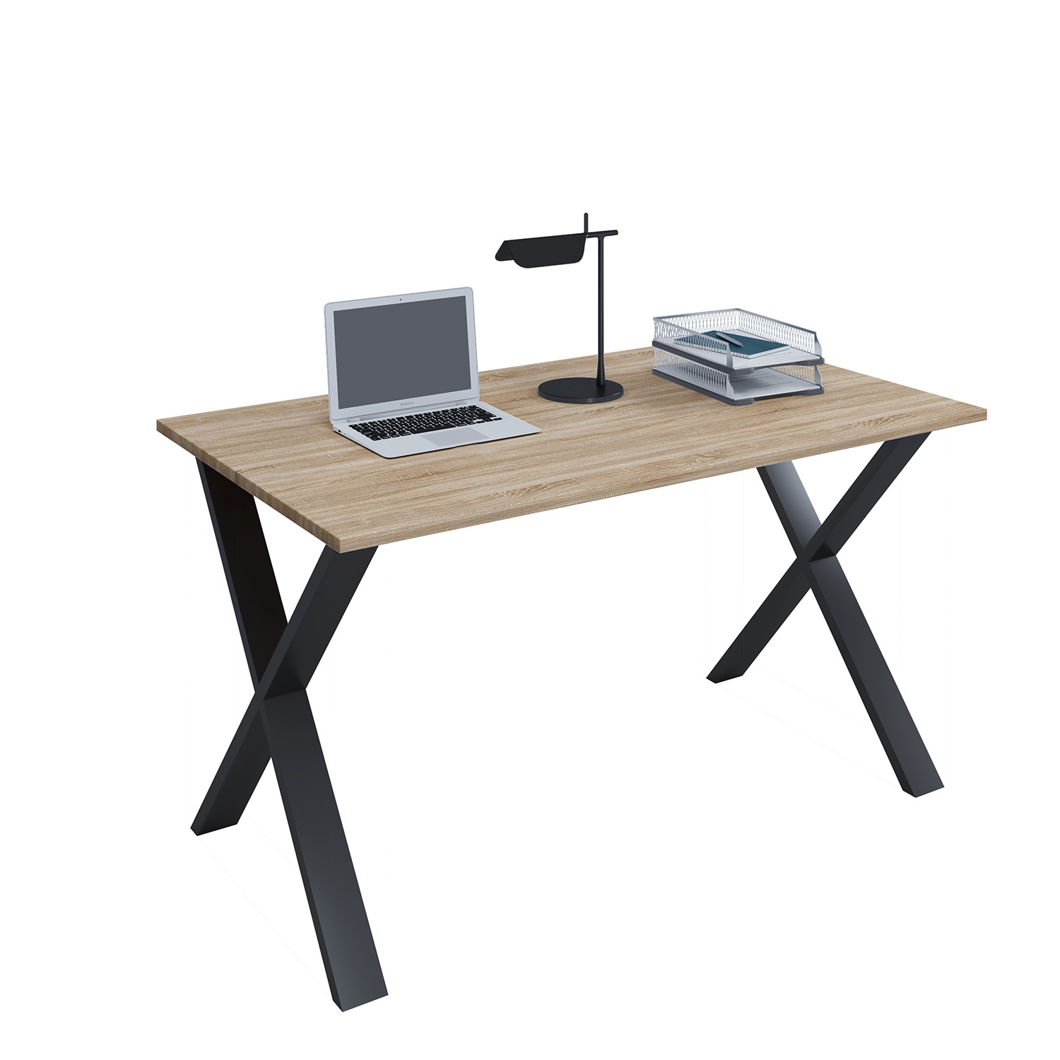 Lona -feet Skrivebord Natur Træ Og Sort Metal 140x50