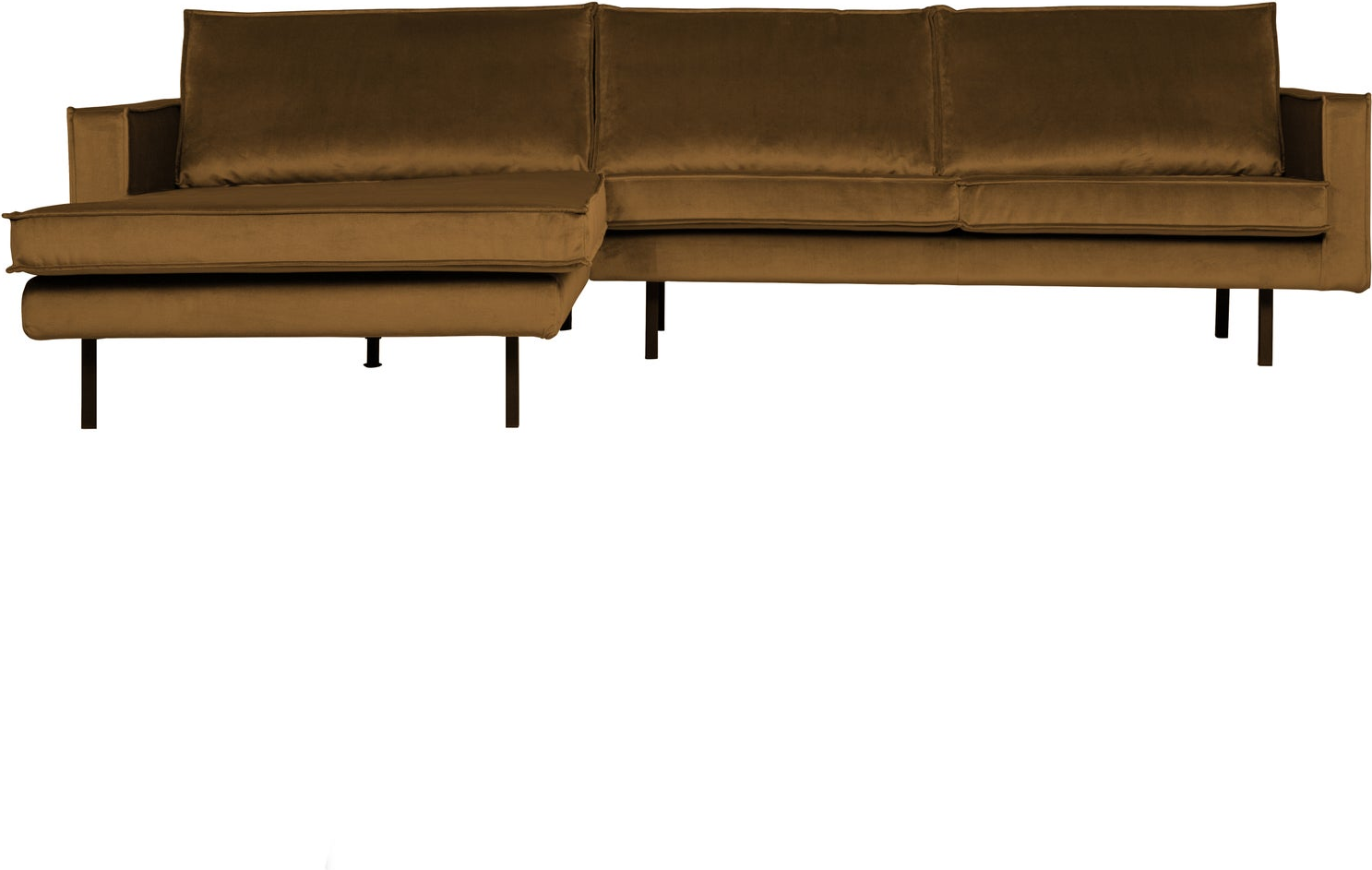 Loungesofa Chaiselong Venstrevendt Woood Rodeo Honninggul Velour 300x155 Cm