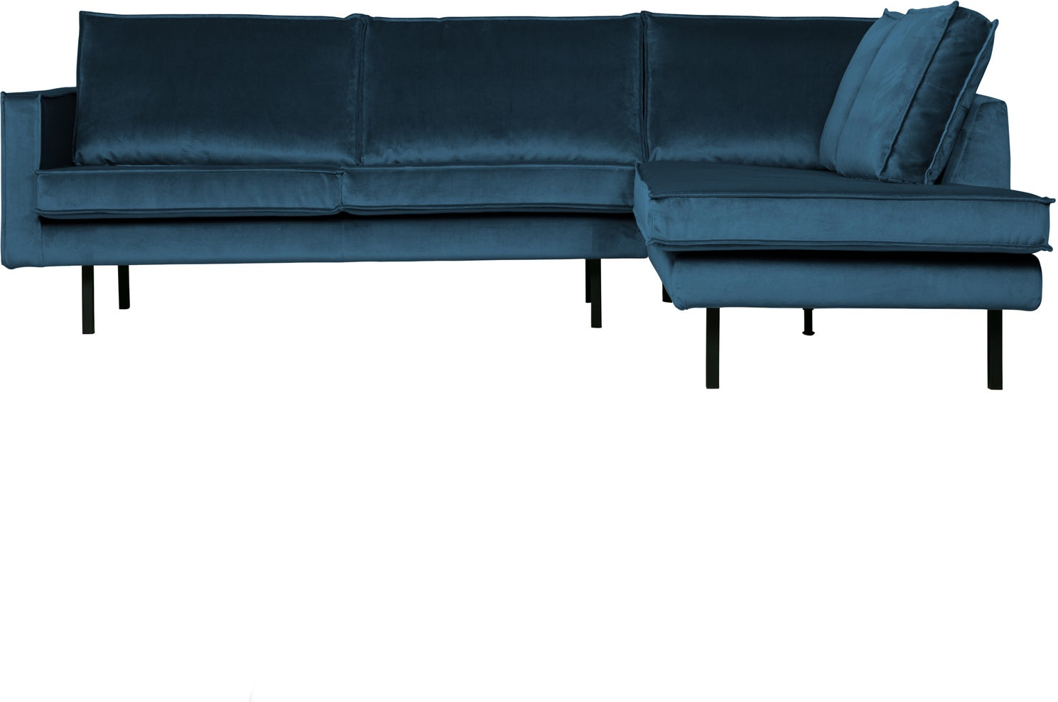 Loungesofa Woood Rodeo Hjørnesofa Blå Velour 266x213 Cm Højre Chaiselong