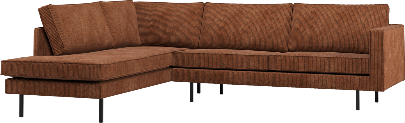 Loungesofa Woood Rodeo Hjørnesofa Rustbrun Venstrevendt Ribstof 266x213 Cm