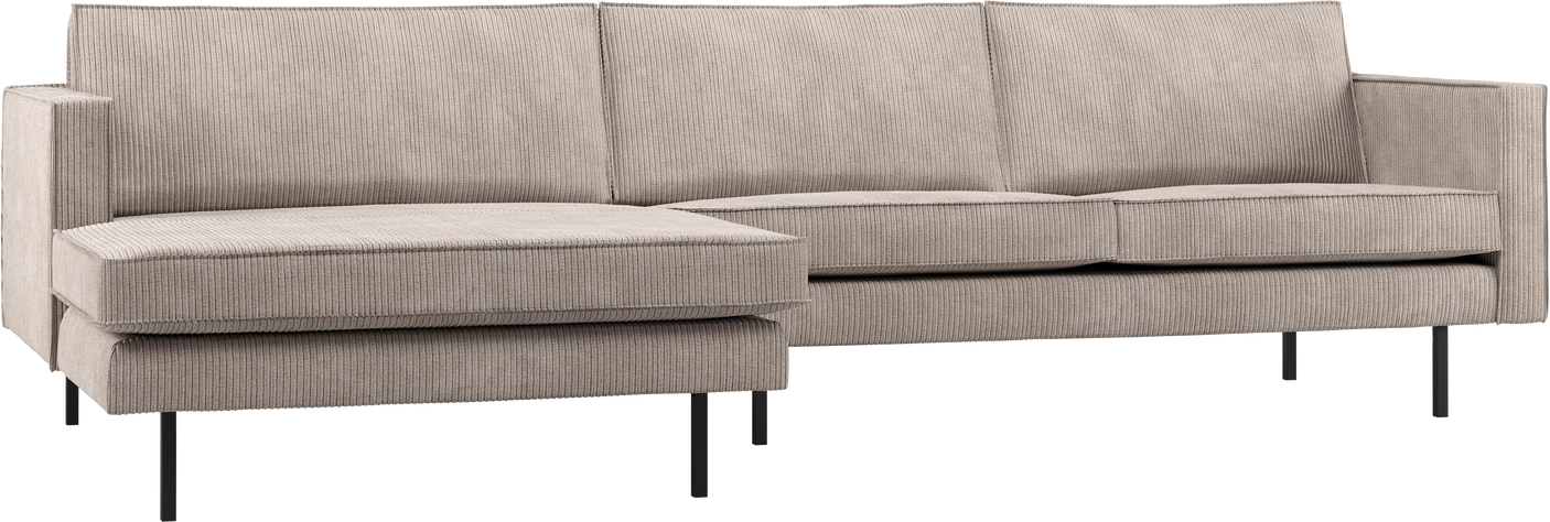 Loungesofa Woood Rodeo Venstrevendt Chaiselong 300 Cm Mørk Sand Ribstof 100 Polyester Fast Siddekomfort