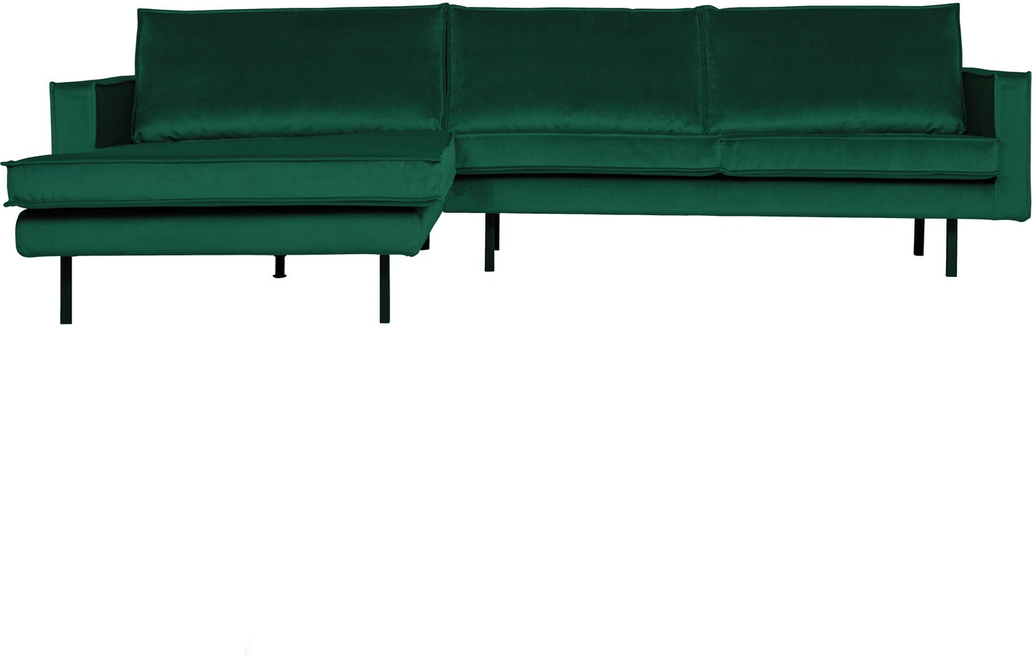 Loungesofa Woood Rodeo Venstrevendt Chaiselong 300x155 Cm Skovgrøn Velour - Pers Metalben