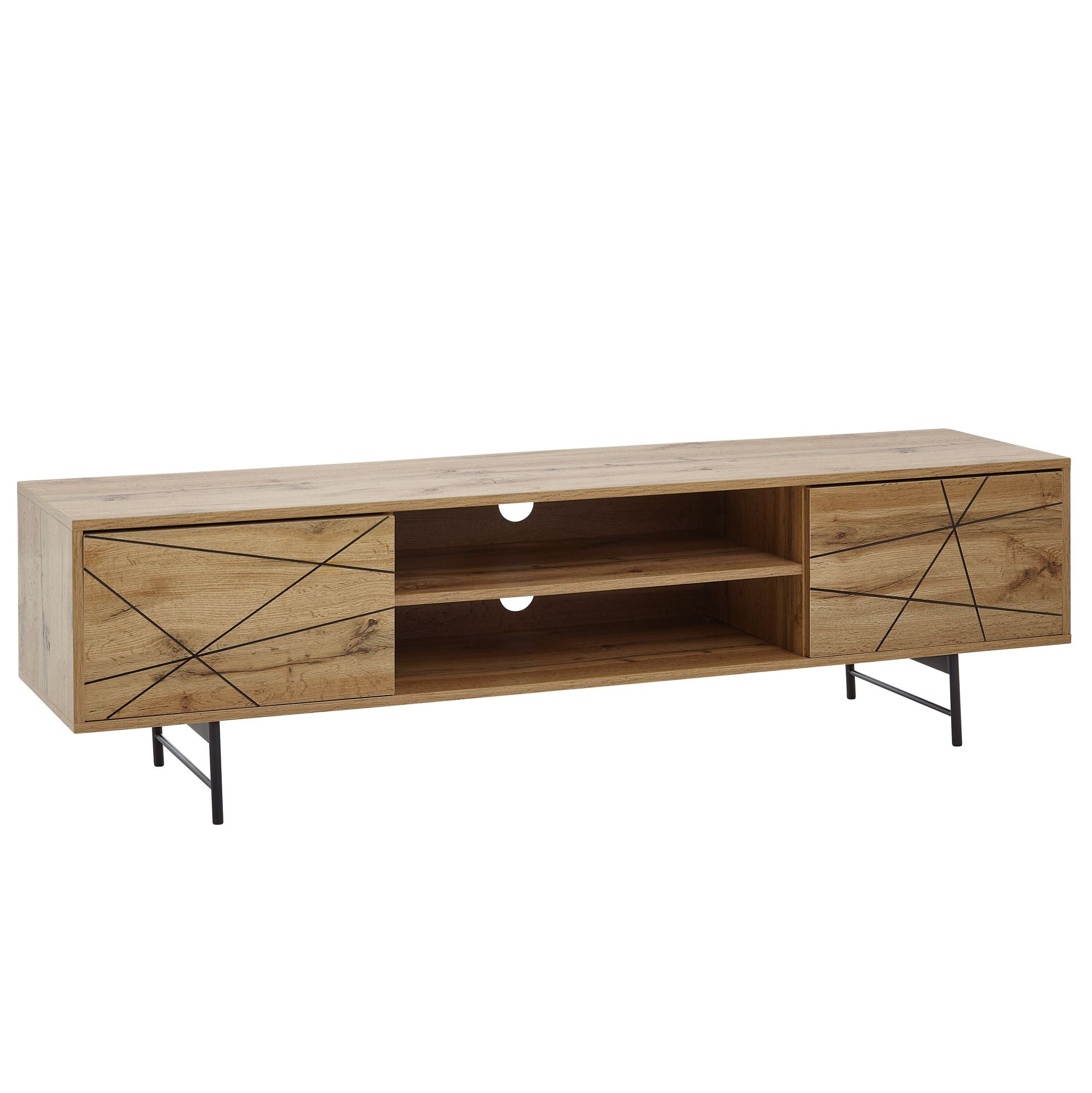 Lowboard Tv-bord Kommode 160x45x40 Cm Art Deco Look Naturfarvet