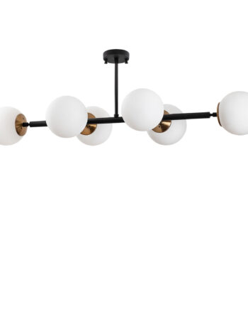 Lumi Loftlampe Creme Glas Og Guld Sort Metal