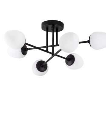 Lumi Loftlampe Creme Glas Og Sort Metal